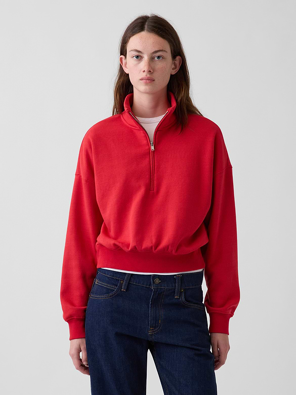 VintageSoft Oversized Half-Zip Wedge Pullover