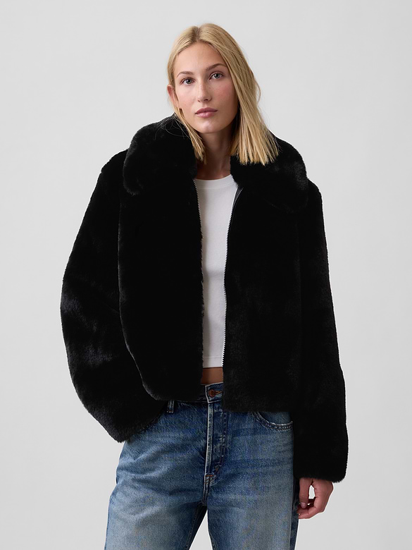 100% Recycled Relaxed Faux-Fur Jacket