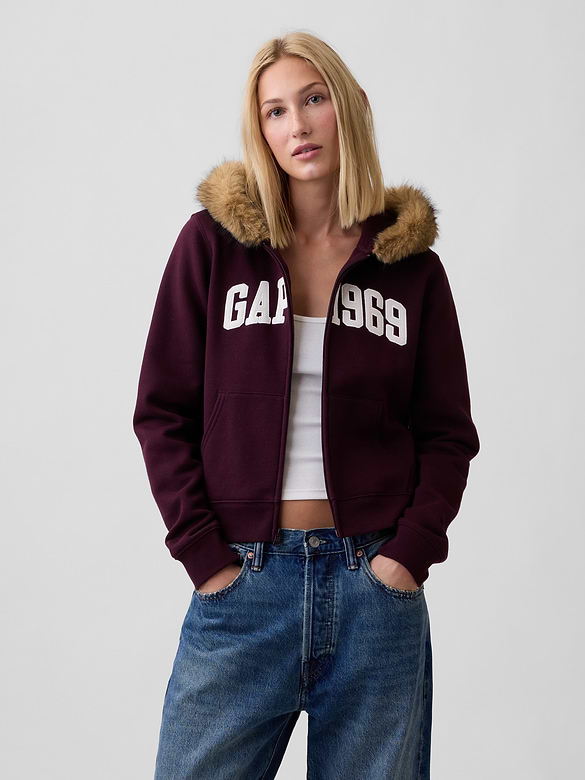 Gap 1969 Cropped Logo Zip Hoodie
