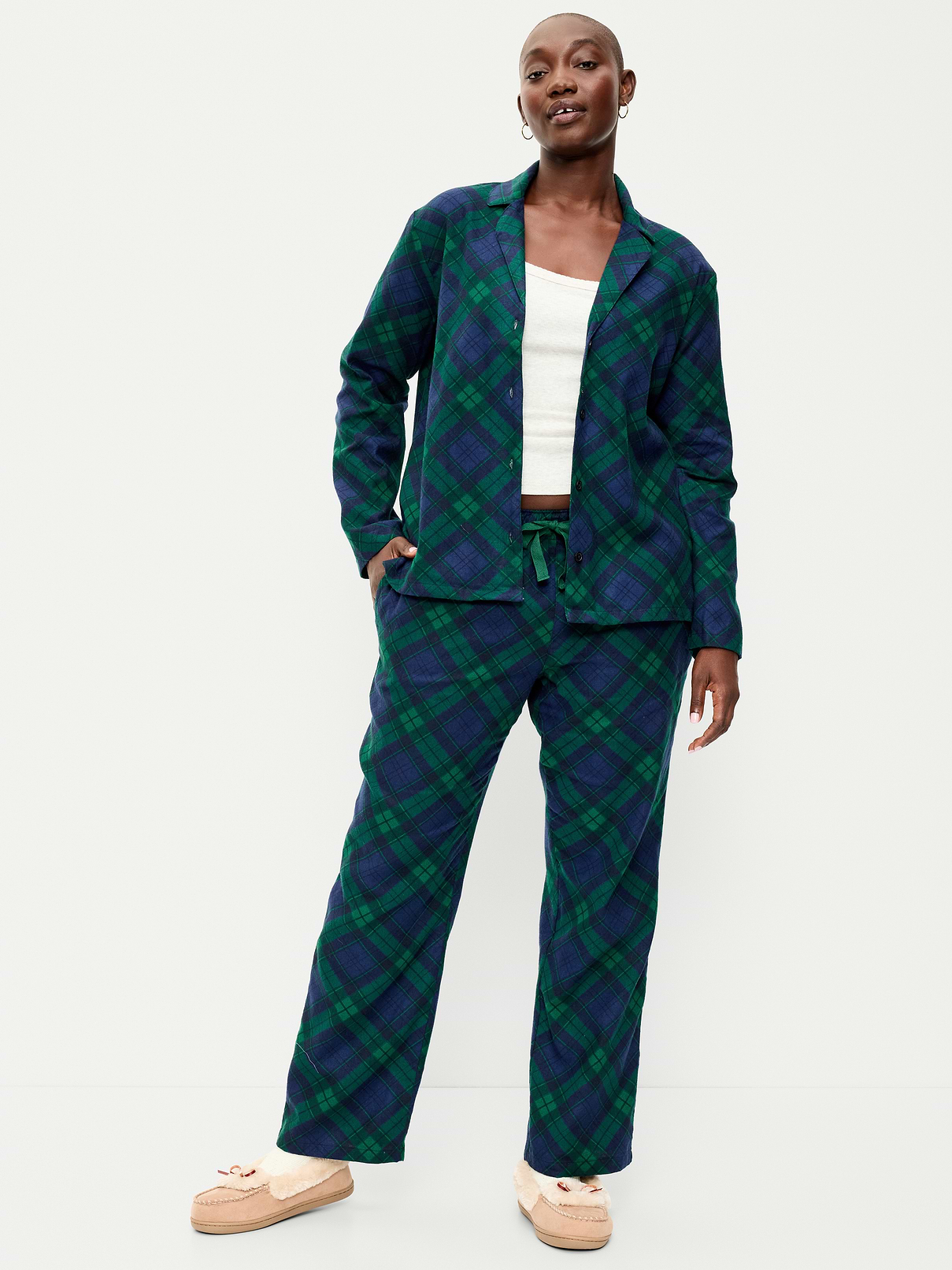 Printed Flannel Pajama Pants Set for Women