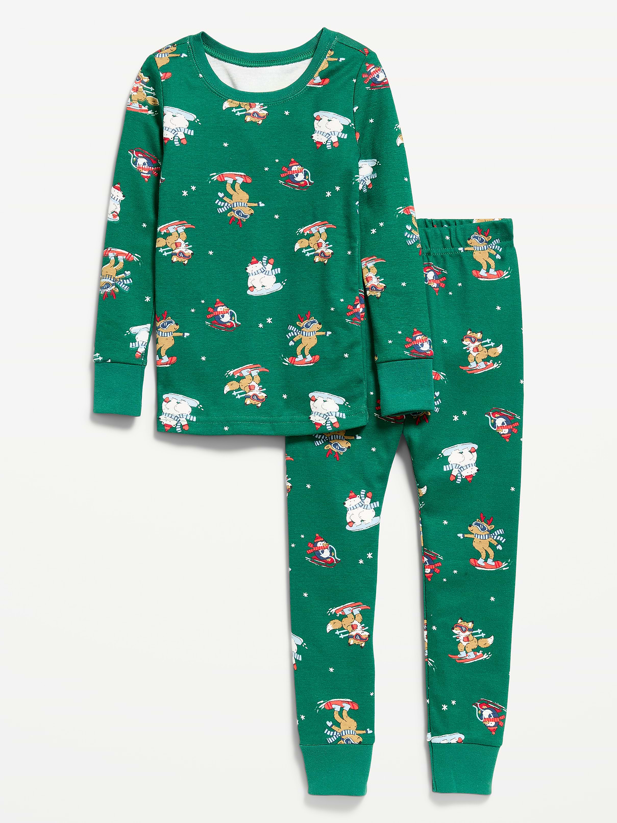 Image 1 of 2, rib-knit crew neck, long sleeves, matching pajama pants, elasticized waist, rib-knit cuffs, all-over print, Product #1184994