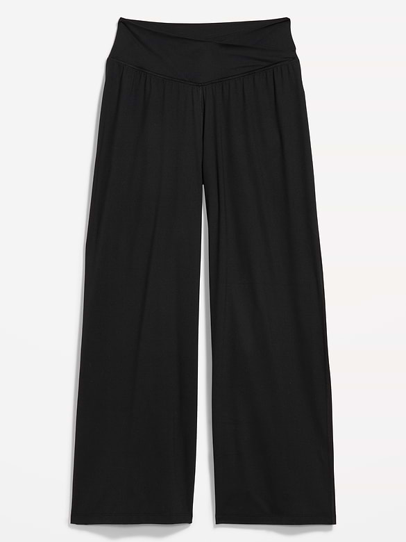 Crossover-Waist StudioSmooth Wide-Leg Pants
