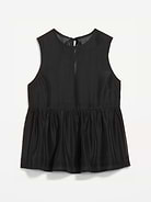 Image 1 of 2, high crew neck, sleeveless, gathered peplum hem, made for layering, back keyhole with tie closure, Product #1195926