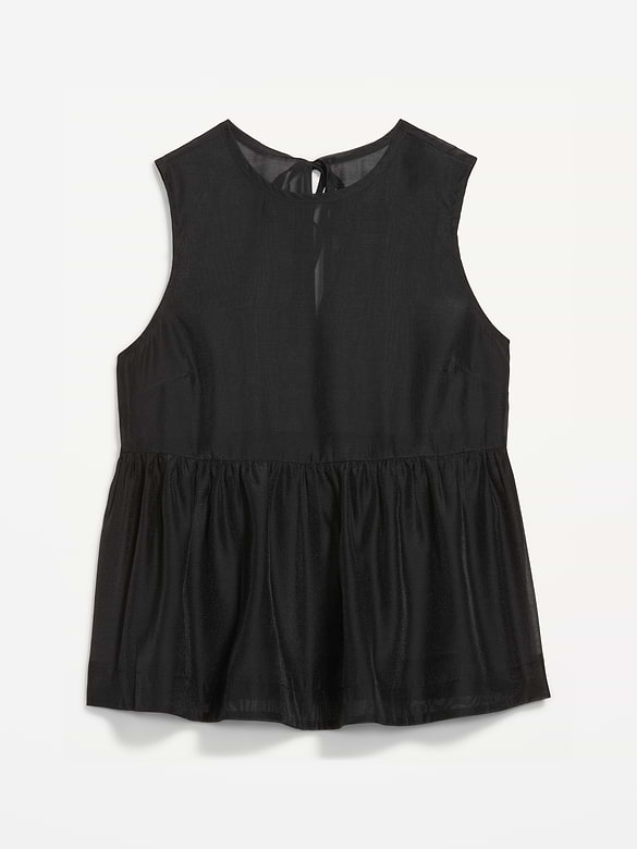 Sheer Organza Peplum Top