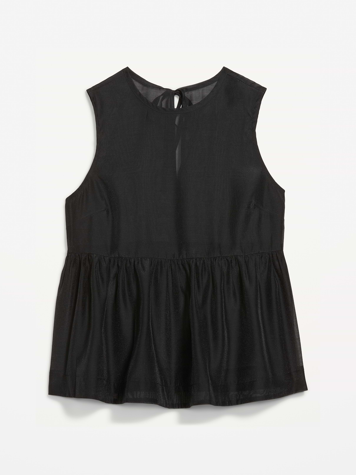Image 2 of 2, Sleeveless Sheer Organza Peplum Top