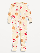Image 1 of 1, crew neck, long sleeves, fold-over mittens at each sleeve, full-length reversible zipper, sewn-in feet, all-over print, baby's favorite pajamas, now in extended sizes, Product #911523
