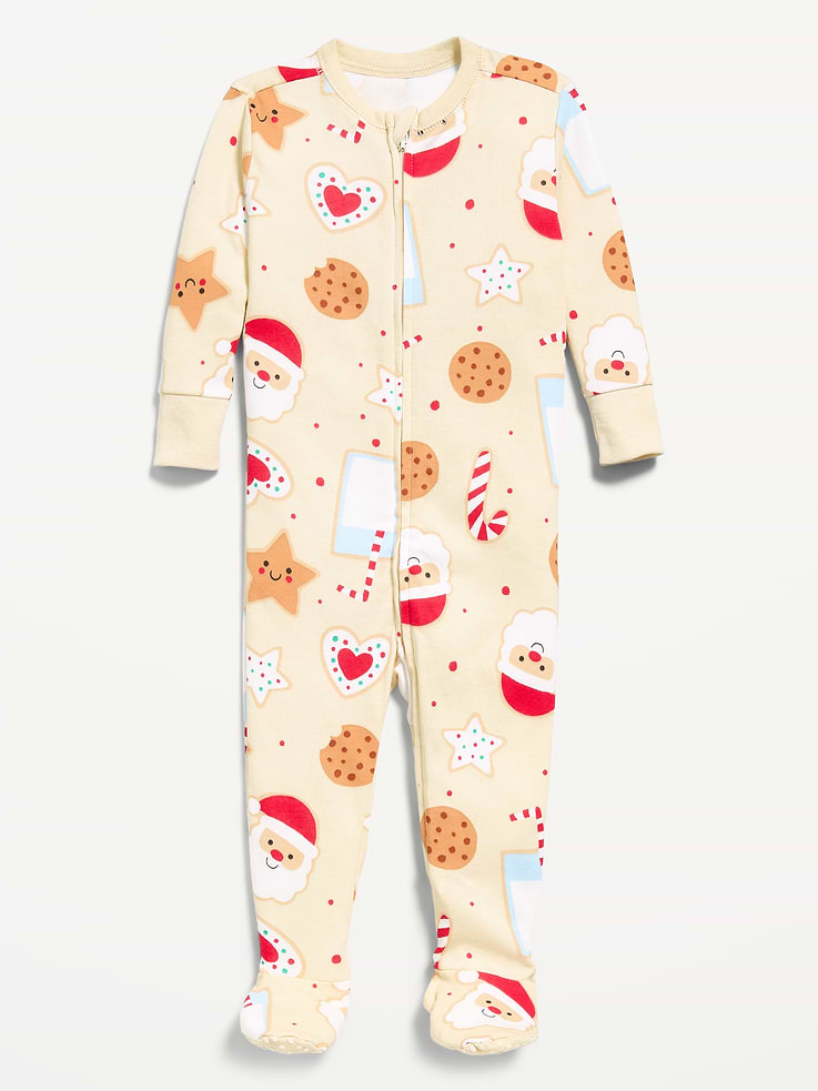 Image 1 of 1, crew neck, long sleeves, full-length reversible zipper, sewn-in feet, allover print, baby's favorite pajamas, now in extended sizes, Product #911523