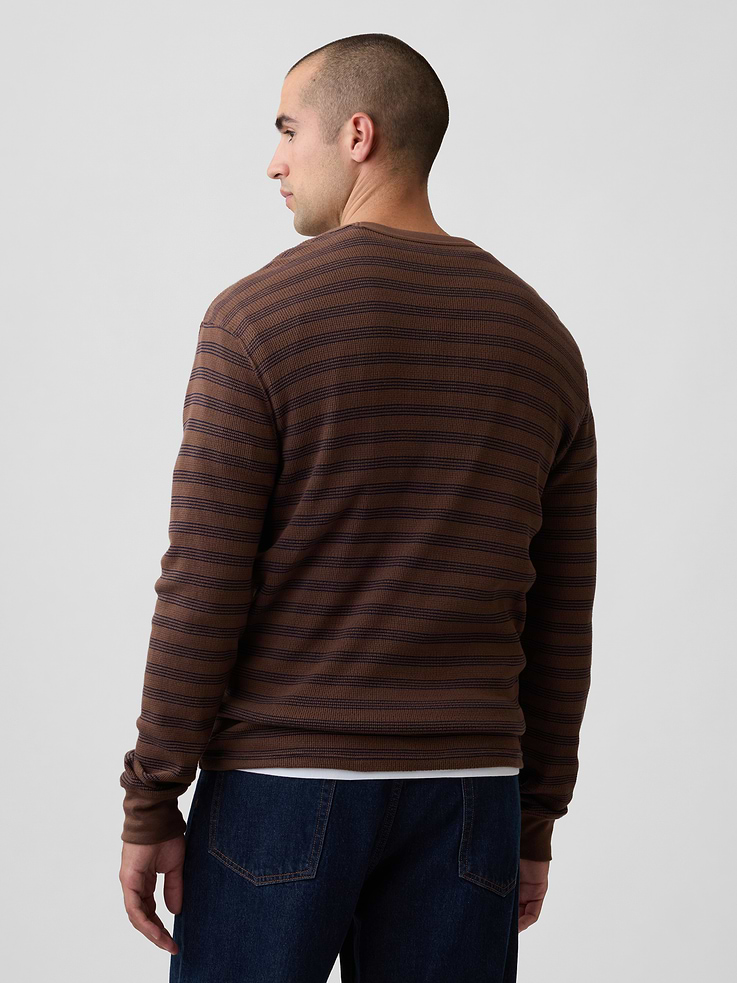 Image 2 of 5, Stripe Waffle-Knit Crewneck T-Shirt