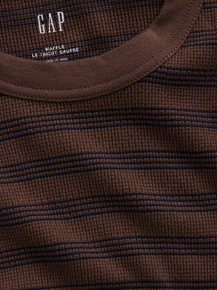 Image 4 of 5, Stripe Waffle-Knit Crewneck T-Shirt