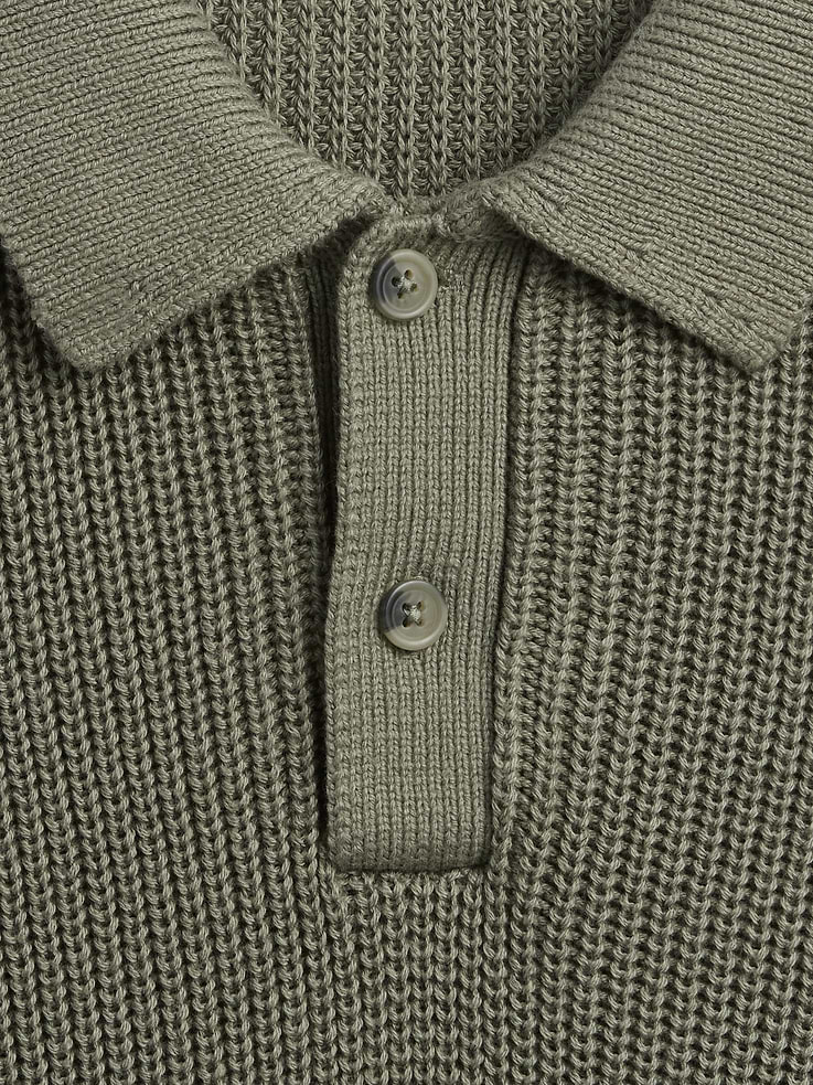 Image 5 of 5, Relaxed Ribbed Polo Sweater