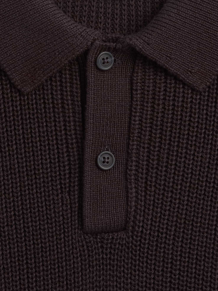 Image 5 of 5, Relaxed Ribbed Polo Sweater