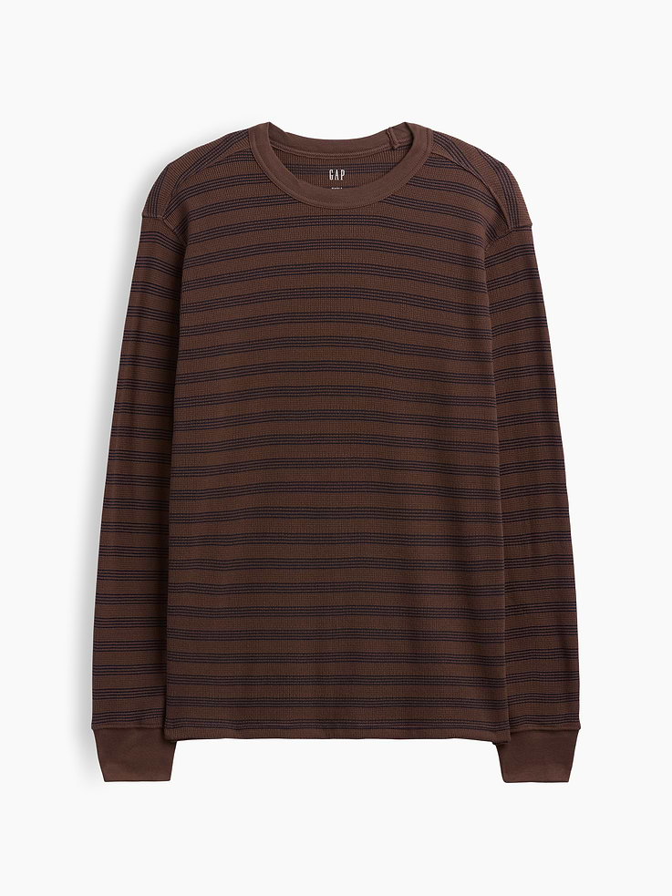 Image 5 of 5, Stripe Waffle-Knit Crewneck T-Shirt