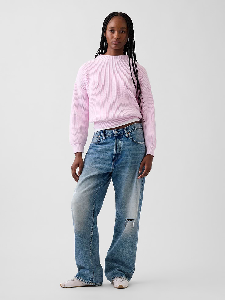 Image 2 of 5, 100% Cotton Oversized Rollneck Sweater