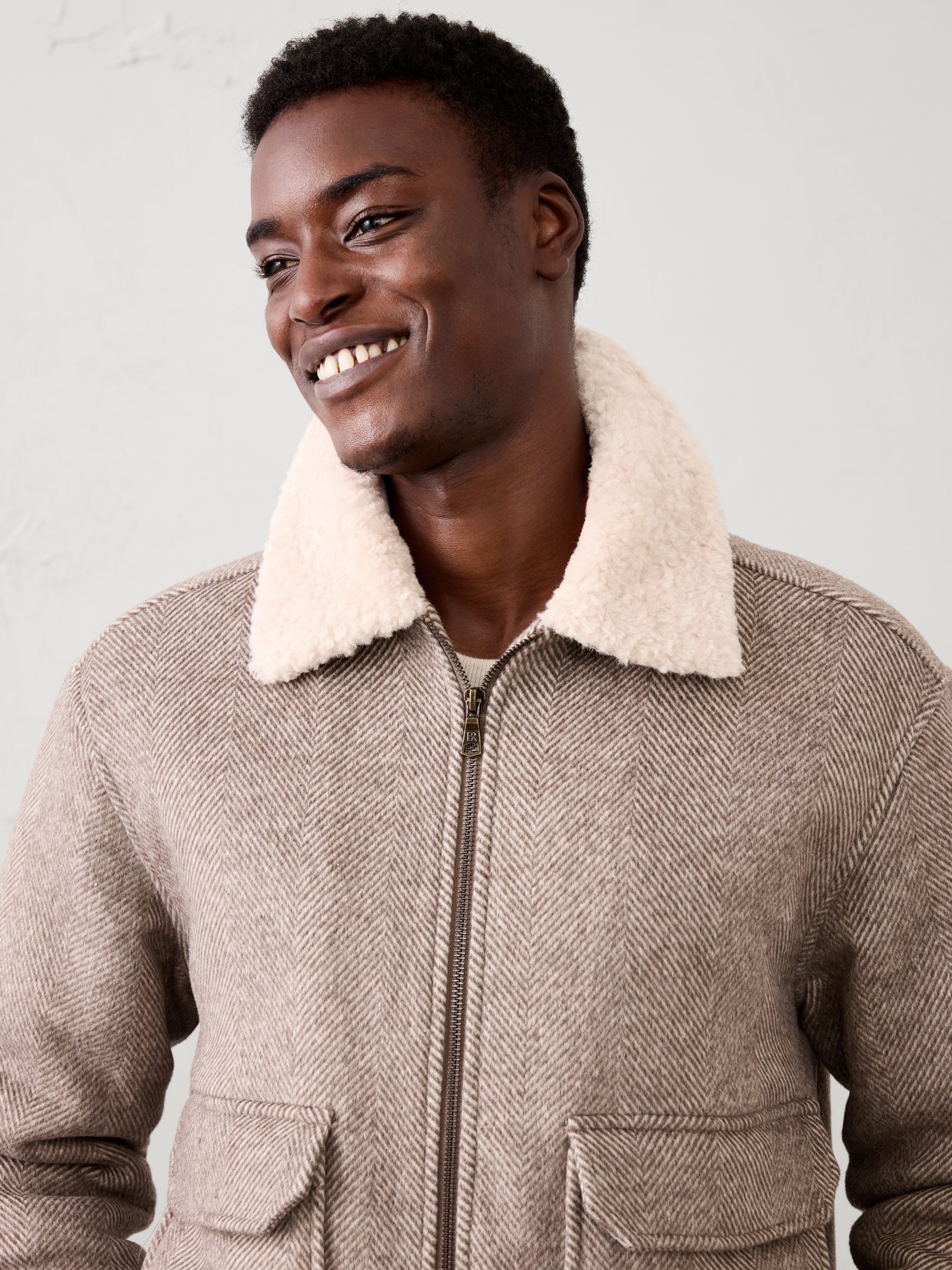 Image 3 of 7, Wool-Blend Patterned Bomber