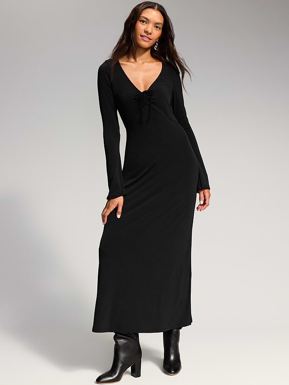 The Occasion by Old Navy Long-Sleeve Tie-Front Maxi Dress