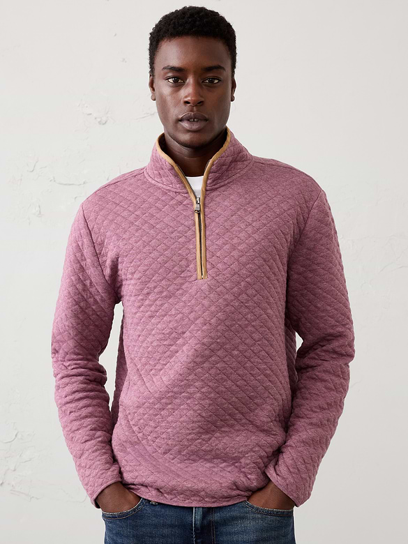 Diamond Quilted Quarter-Zip Pullover