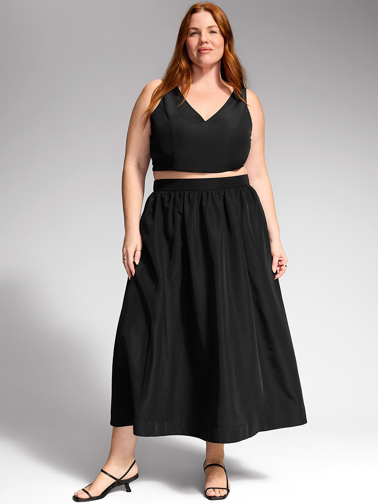 Image 8 of 9, The Occasion by Old Navy Taffeta Midi Skirt