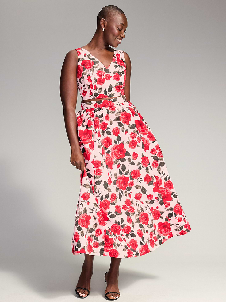 Image 6 of 9, The Occasion by Old Navy Taffeta Midi Skirt