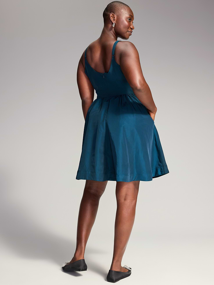 Image 8 of 10, The Occasion by Old Navy Sleeveless Fit and Flare Taffeta Mini Dress