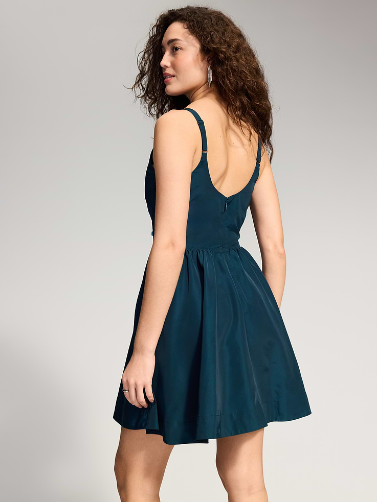 Image 2 of 10, The Occasion by Old Navy Sleeveless Fit and Flare Taffeta Mini Dress