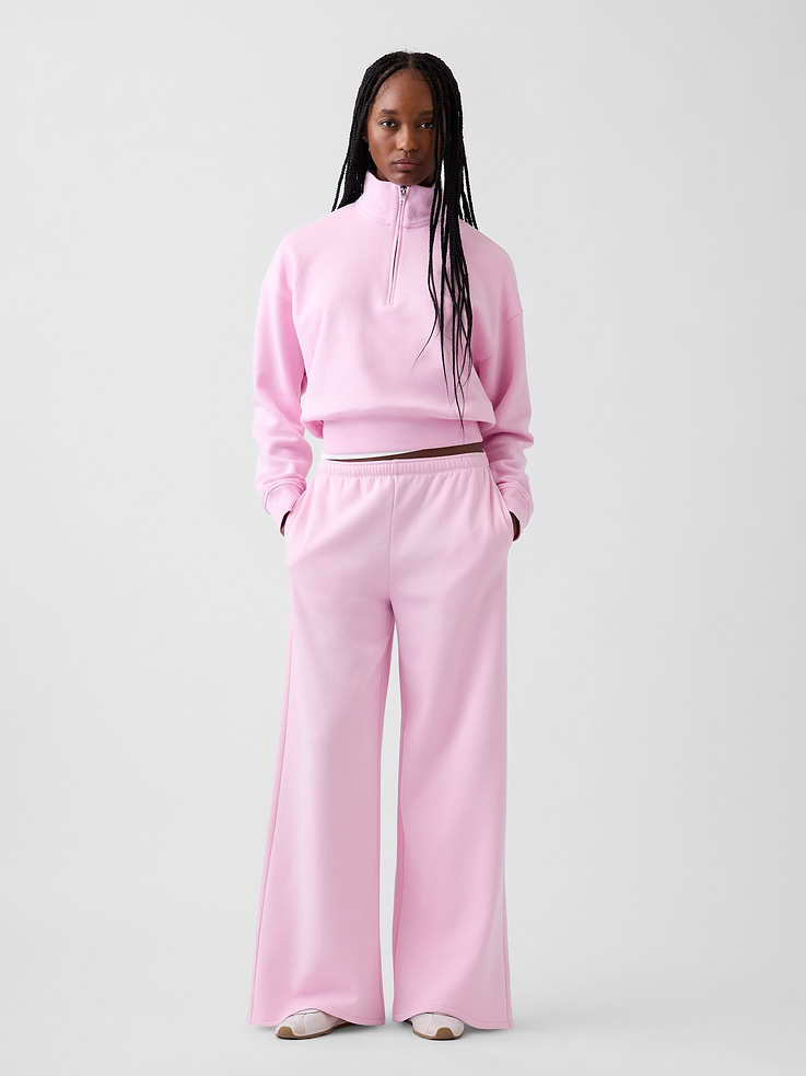 Image 1 of 6, Soft cotton-blend baggy pants., Elasticized waist with inner drawcords., Front slant pockets., Explore our GapSweats Guide ., Product #672610