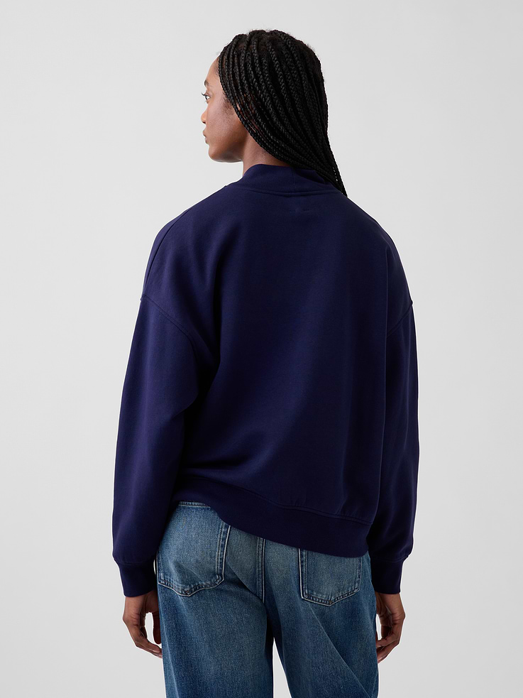 Image 3 of 5, VintageSoft Oversized Happy Stripe Logo Mockneck Sweatshirt