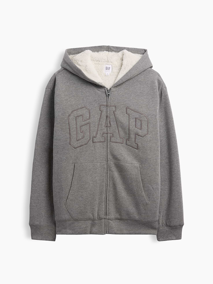 Image 2 of 2, Relaxed Gap Logo Sherpa-Lined Zip Hoodie