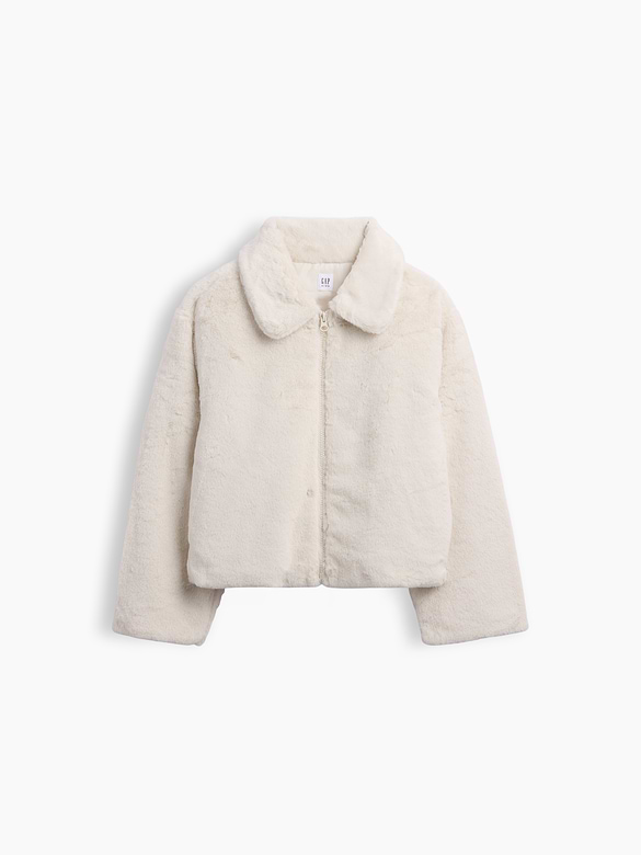 Kids Collared Faux-Fur Jacket