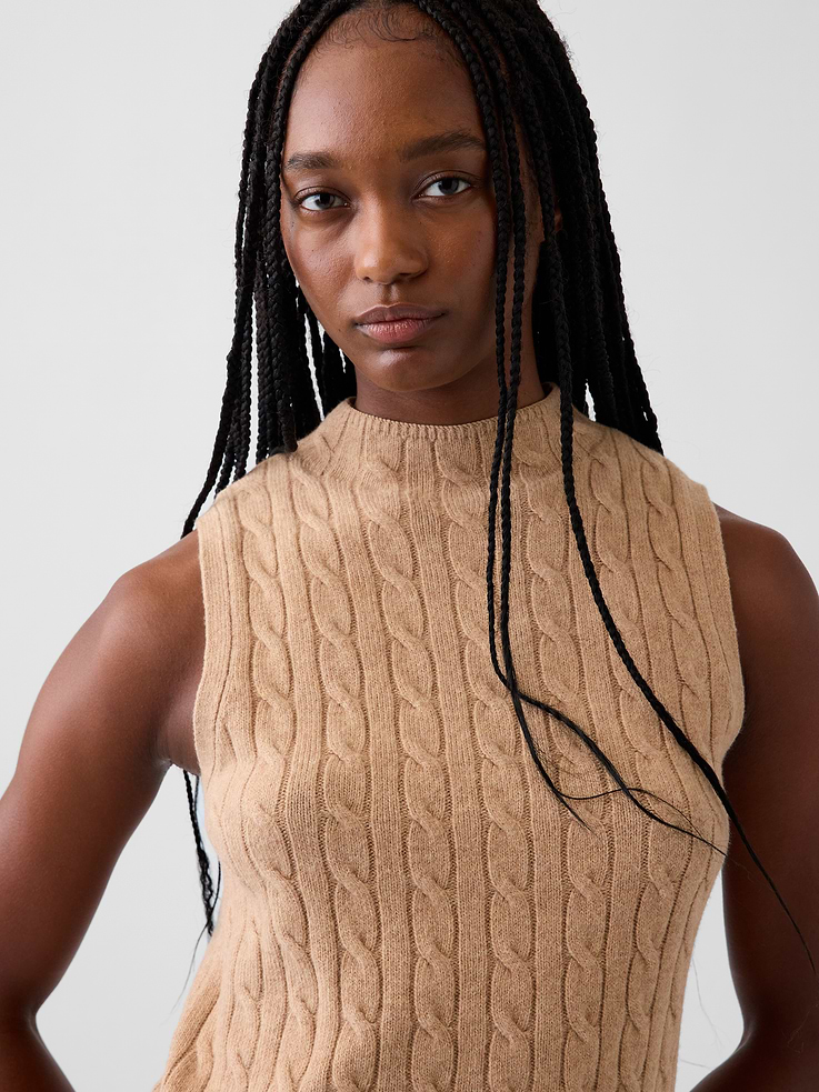 Image 4 of 5, CashSoft Cable-Knit Sweater Vest