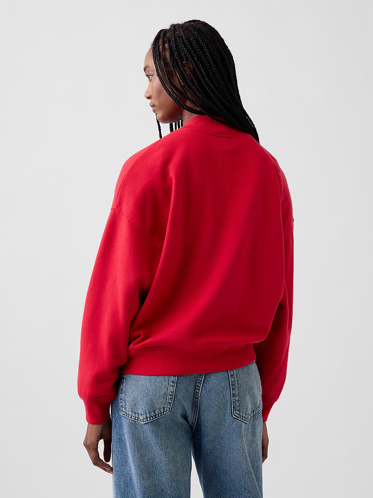 Image 3 of 5, VintageSoft Oversized Happy Stripe Logo Mockneck Sweatshirt