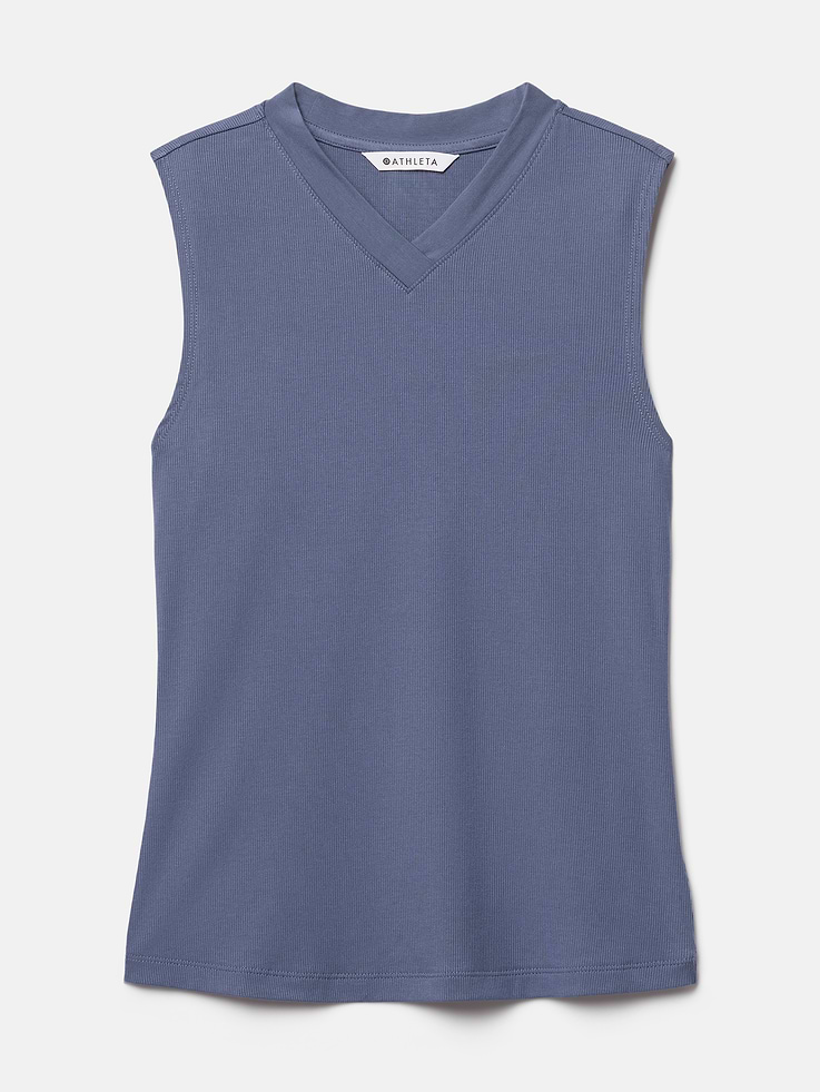 Image 6 of 6, Signature Rib V-Neck Muscle Tank