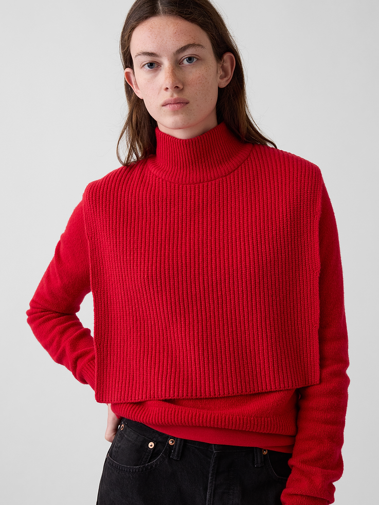 Image 2 of 3, CashSoft Mockneck Sweater Bib