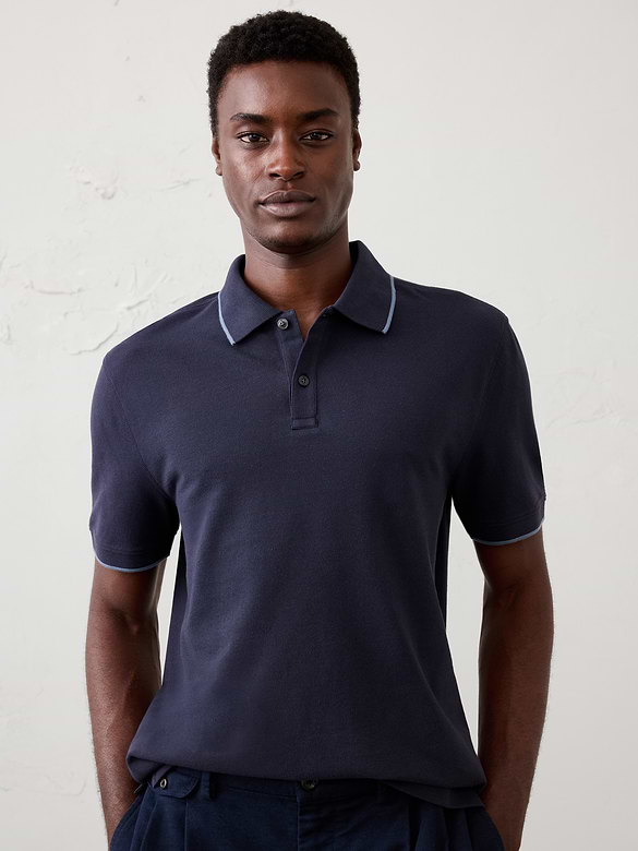 Standard-Fit Tipped Pique Polo