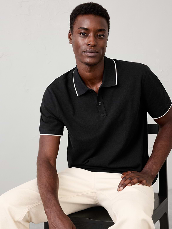 Standard-Fit Tipped Pique Polo