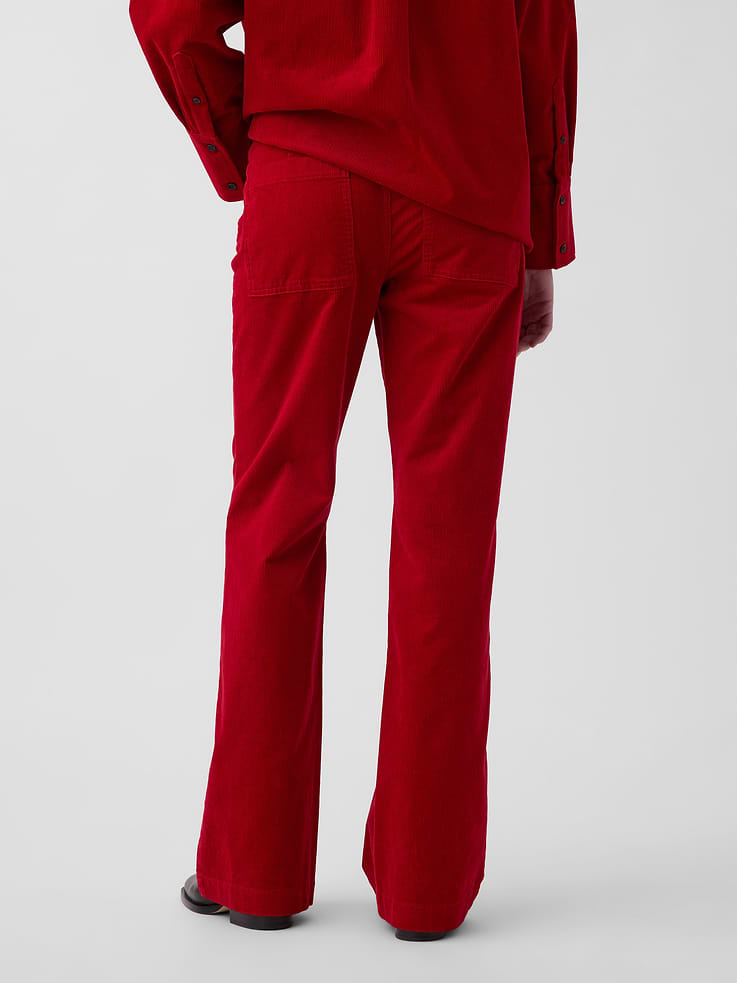 Image 4 de 7, Pantalon décontracté évasé en velours côtelé à taille mi-basse