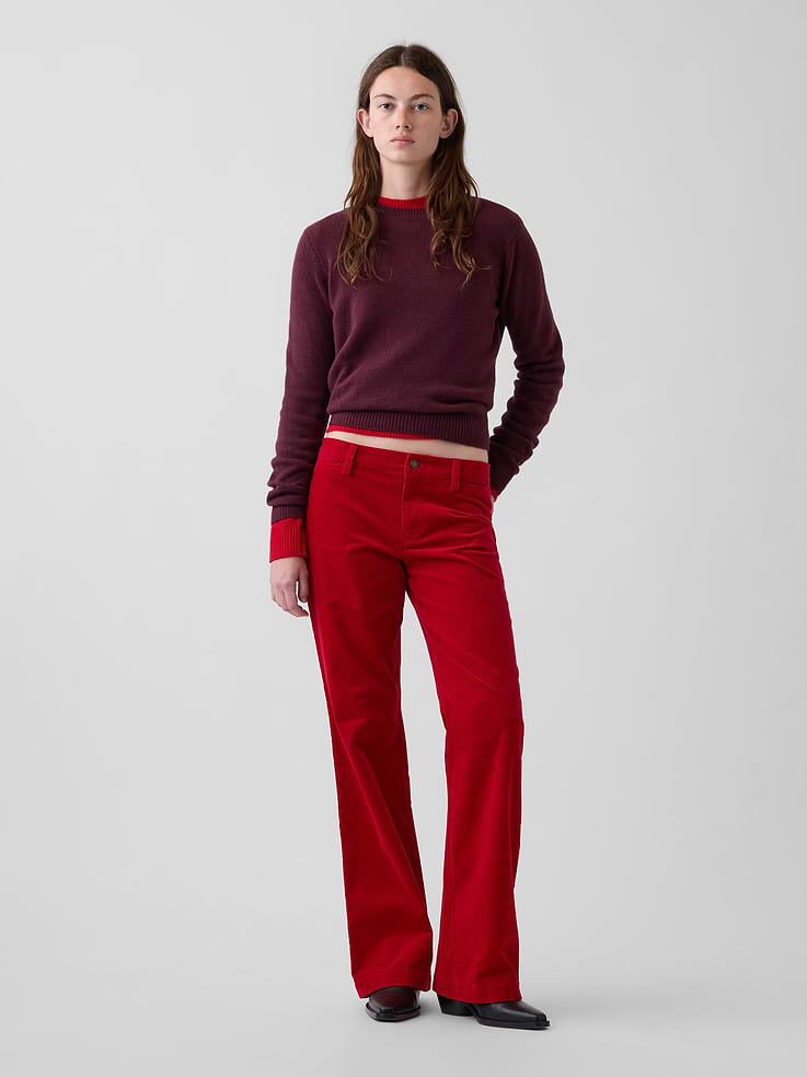 Image 6 de 7, Pantalon décontracté évasé en velours côtelé à taille mi-basse