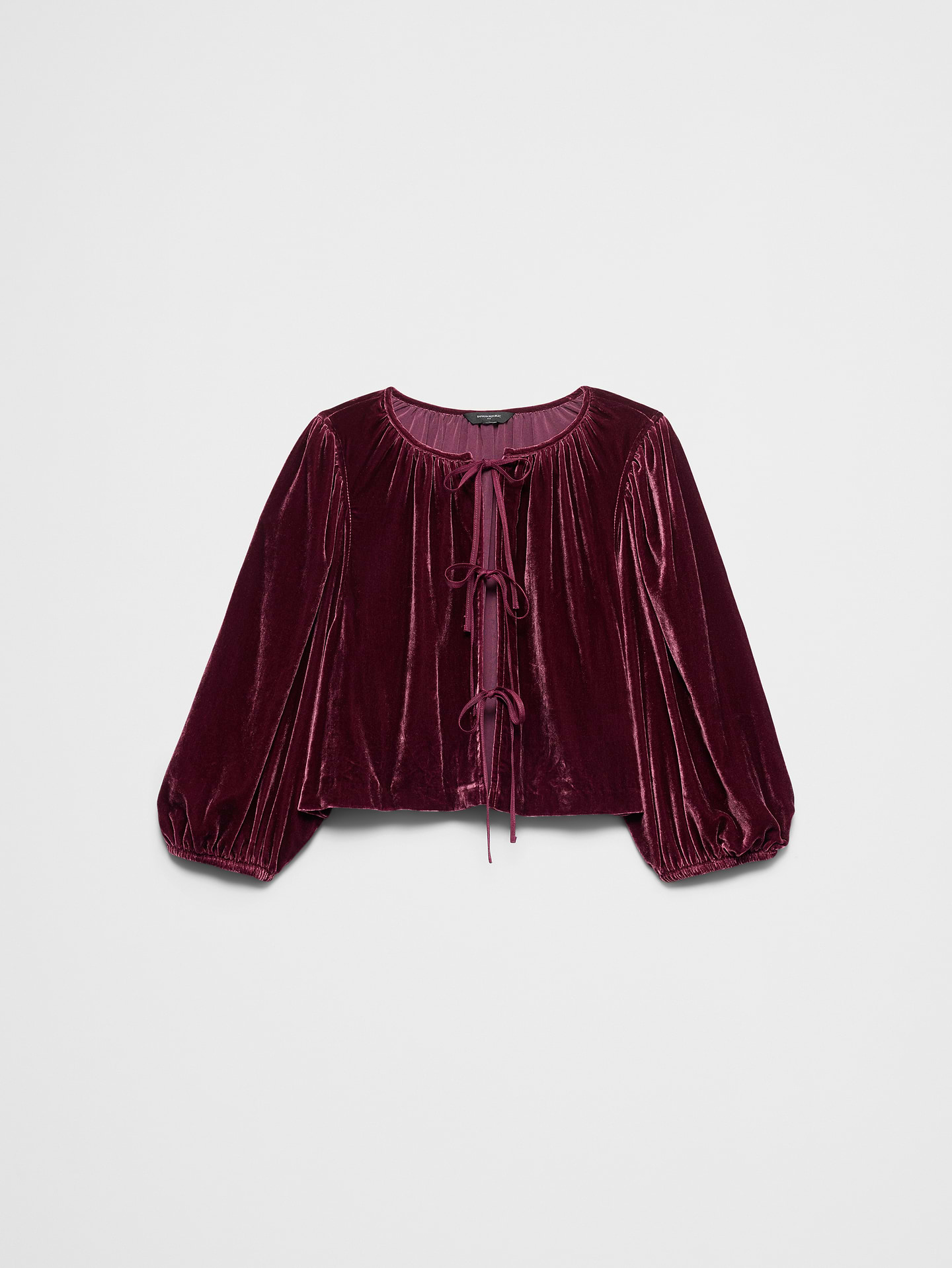 Image 4 of 4, Velvet Tie-Front Top
