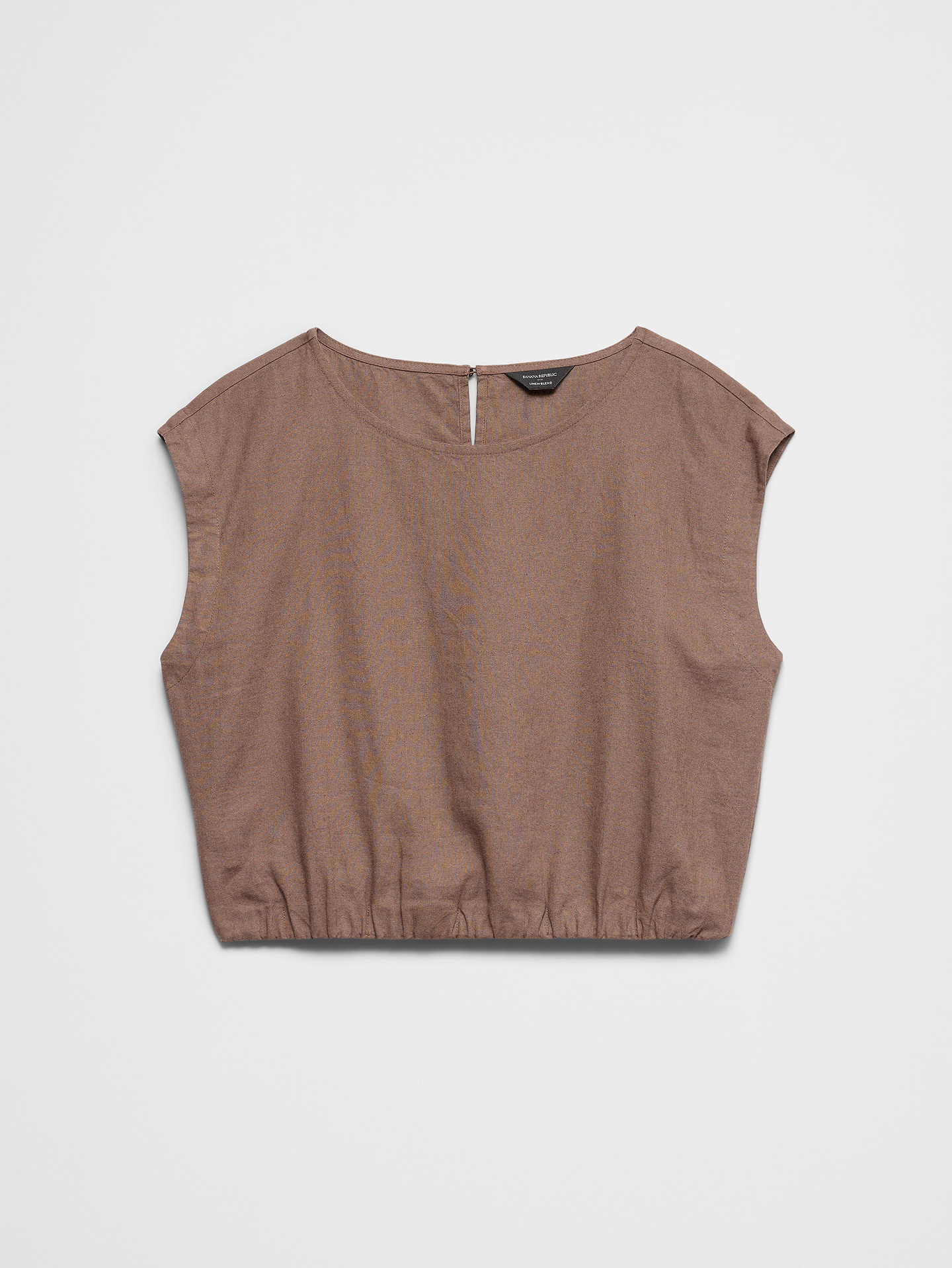 Image 4 of 4, Linen-Blend Cropped Top