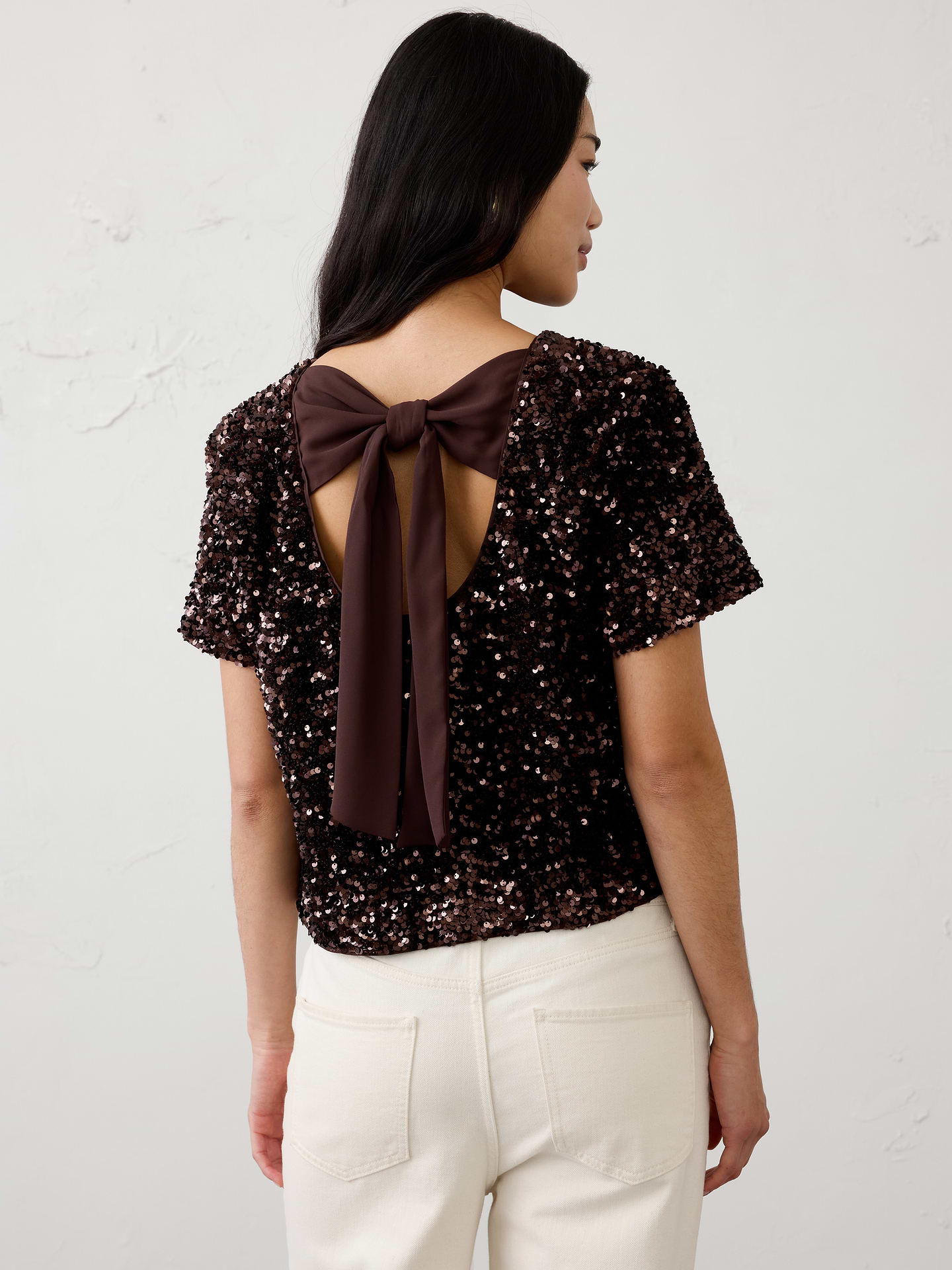 Image 2 of 4, Sequin Bow-Back Top