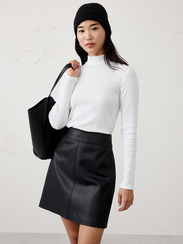 Ribbed Mock-Neck Top