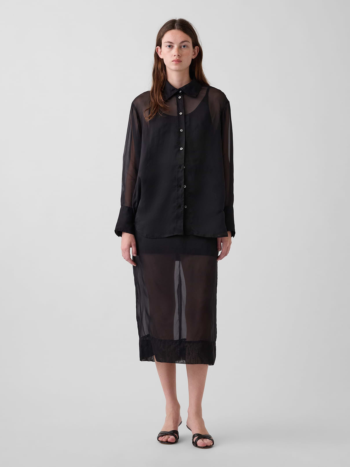 Sheer Organza Maxi Skirt