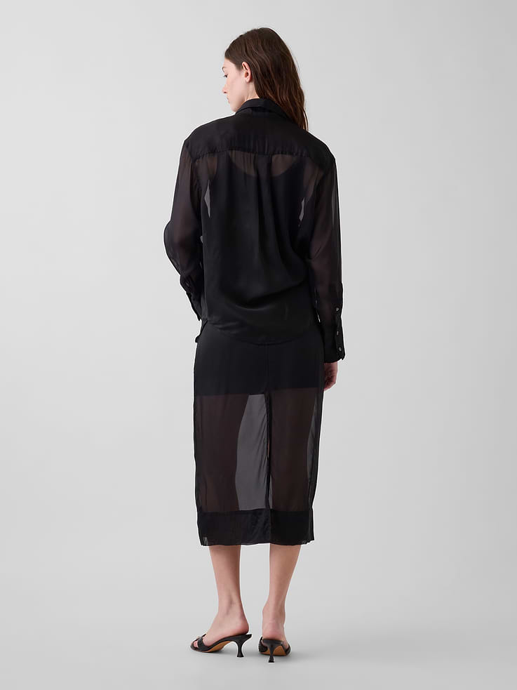 Image 2 of 6, Sheer Organza Maxi Skirt