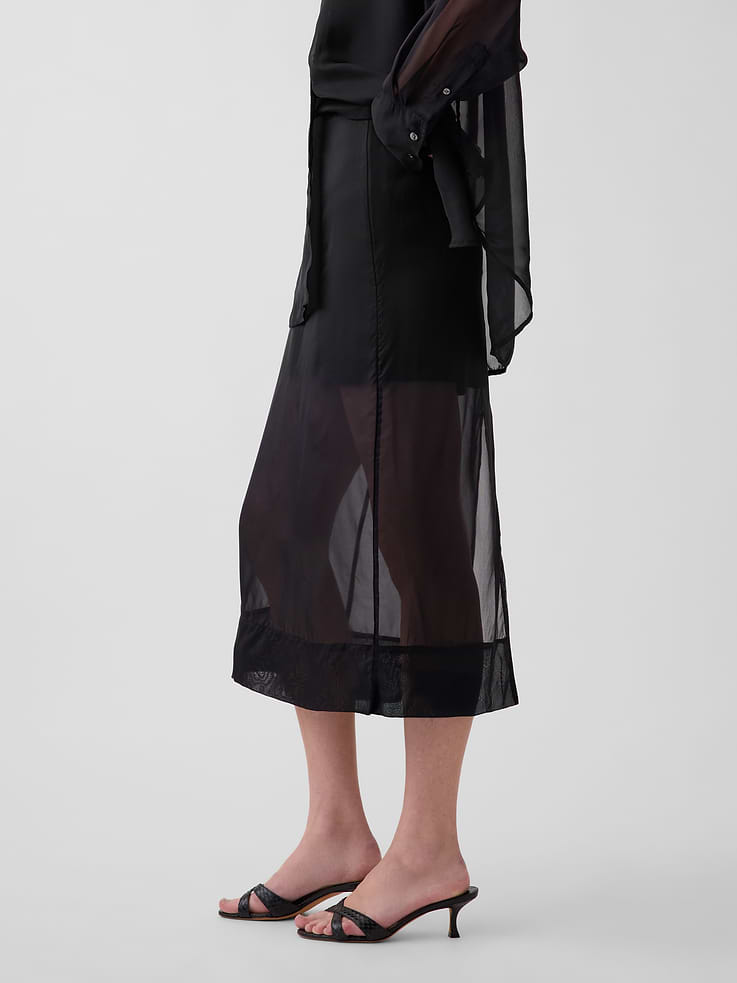 Image 3 of 6, Sheer Organza Maxi Skirt