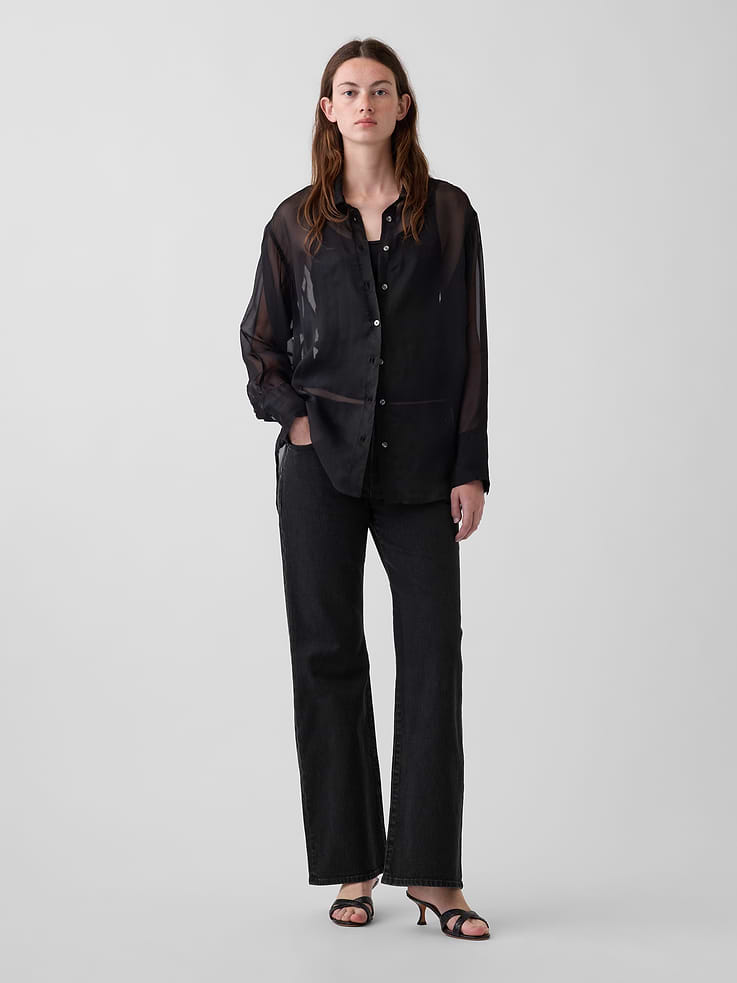 Image 2 of 4, Sheer Organza Big Shirt