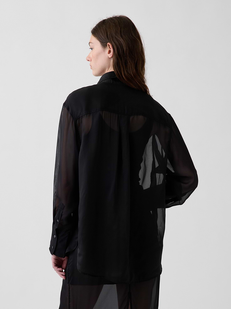 Image 3 of 4, Sheer Organza Big Shirt