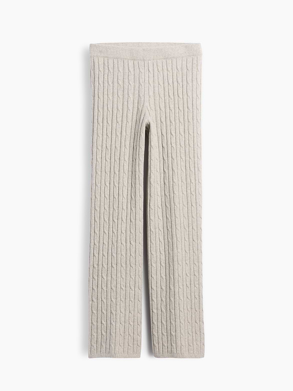 CashSoft Cable-Knit Sweater Pants