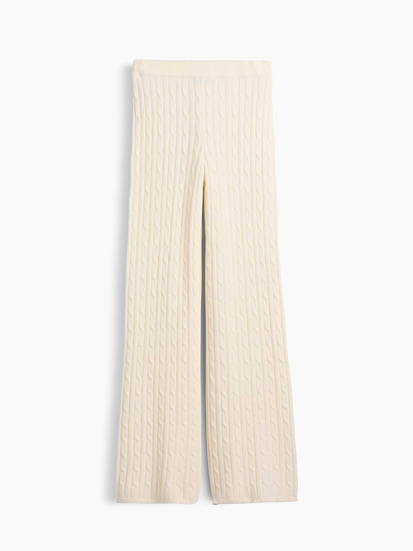 CashSoft Cable-Knit Sweater Pants