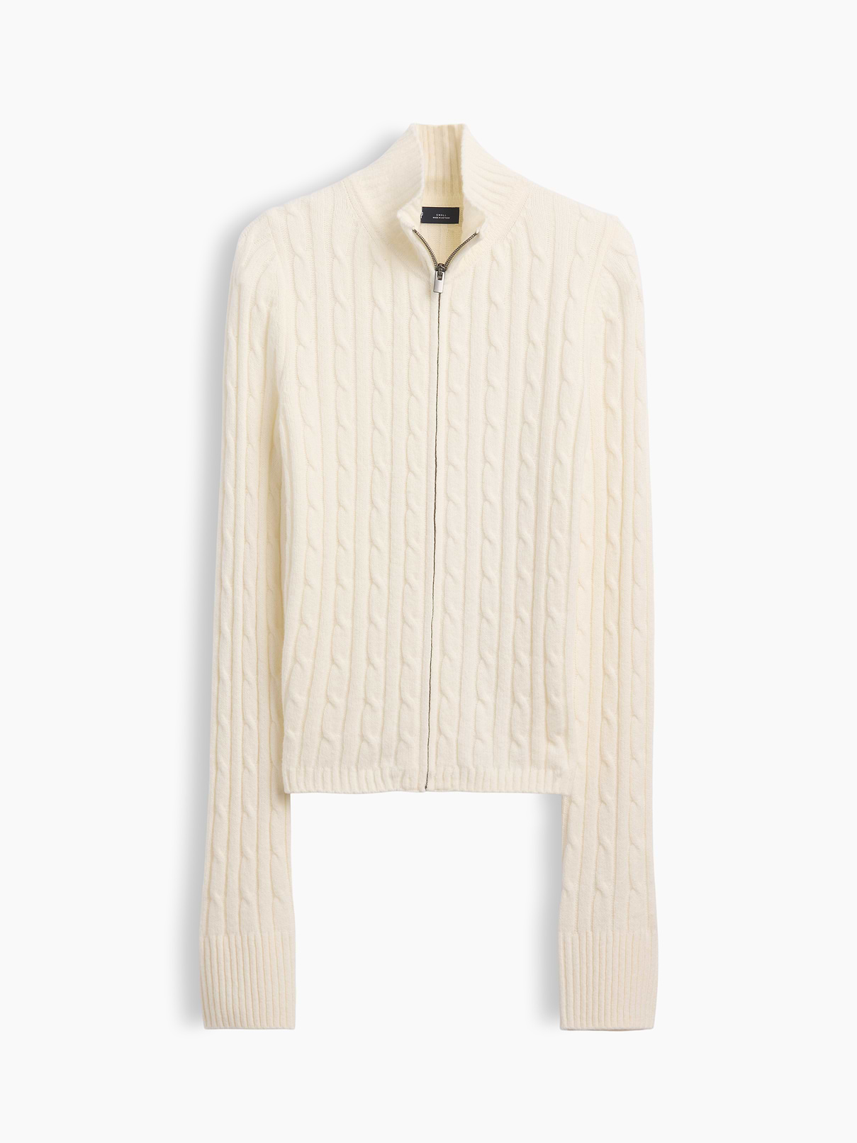 CashSoft Cable-Knit Zip Cardigan