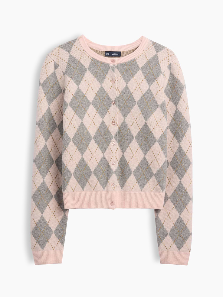 Image 1 of 3, Our bestselling fabric that feels cashmere-soft. Crafted in a midweight plush yarn. Refined with a special brushed technique. It's everyday luxury., Supersoft knit cropped cardigan., Crewneck., Long sleeves with ribbed cuffs., Button front., Ribbed hem., Certain styles have an allover print., Product #800546