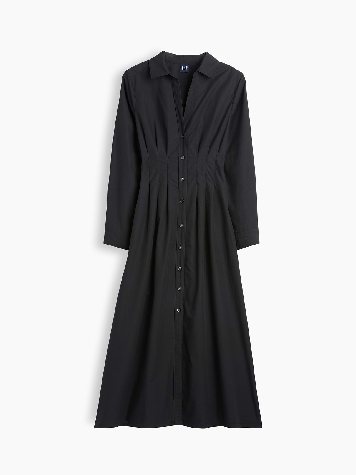 Poplin Pintuck Maxi Shirtdress